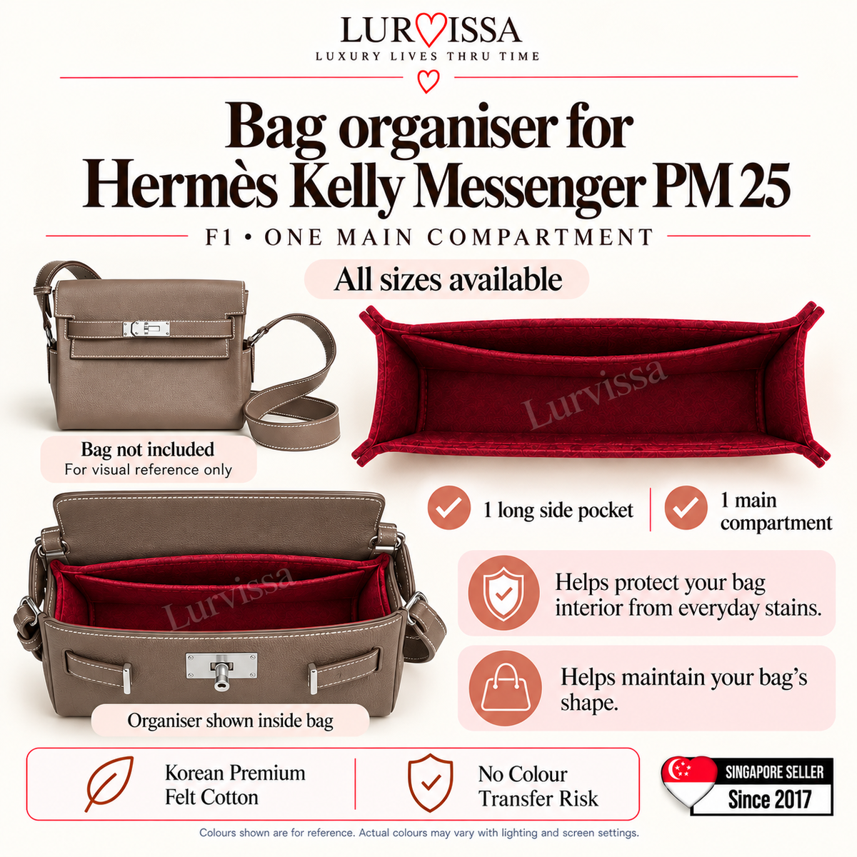 Hermes Kelly Messenger Bag Organiser
